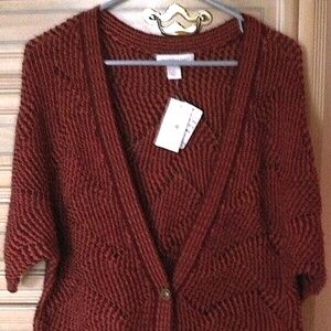 NWT Christopher & Banks Soft Cardigan Loose Knit Sweater L